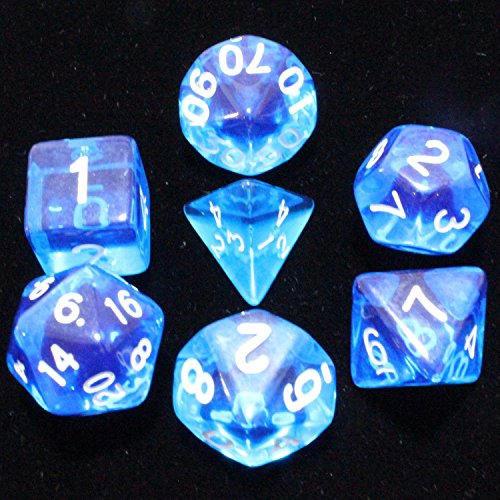 LZWIN 7 Die Transparente Poliedricos Dados Con Portátil Bolsa De Terciopelo - Azul