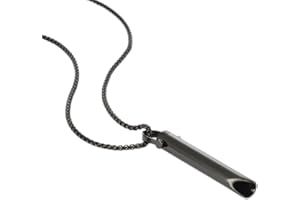 HERBENJOY Anxiety Relief Breathing Necklace, Mindful Breathing Necklace Stop Smoking For Women Men, Anapana Breathing Stainless Steel Stress & Anxiety Relief Necklace, Meditation And Breathing Exercises (Black)