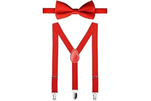 LoveLegis Tirantes niño - pajarita - traje - tirantes elásticos ajustables - pajarita y - color liso - idea de regalo de cumpleaños
