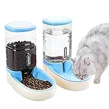 UniqueFit Abreuvoir et alimentateur Automatique pour Chats, Chiens, 3,8 L avec Distributeur d'eau et Distributeur Automatique pour Animaux (Bleu)