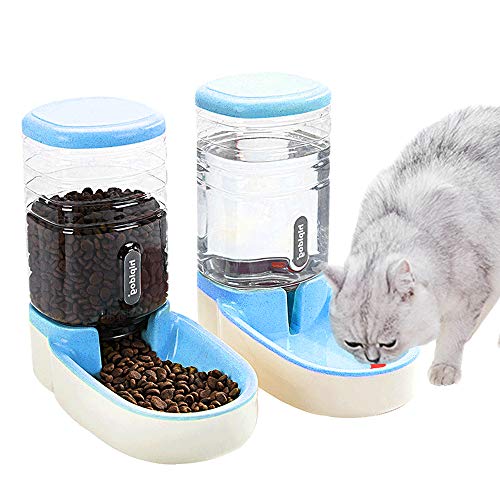 UniqueFit Abreuvoir et alimentateur Automatique pour Chats, Chiens, 3,8 L avec Distributeur d'eau et Distributeur Automatique pour Animaux (Bleu)