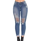 FightLY Jeans da Donna Skinny Strappati Vita Fori Tasca Pantaloni Fianchi  Jeans Biker Jeans Donna Pantaloni a Matita #B - Blu - M : Amazon.it:  Abbigliamento