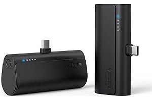VEGER Mini Power Bank 5000mAhBatería Externa USB C Cargador Portátil Carga Rápida 20W PD Powerbank Compatible con Samsung Huawei Xiaomi Pixel etc (Black-2-Pack)