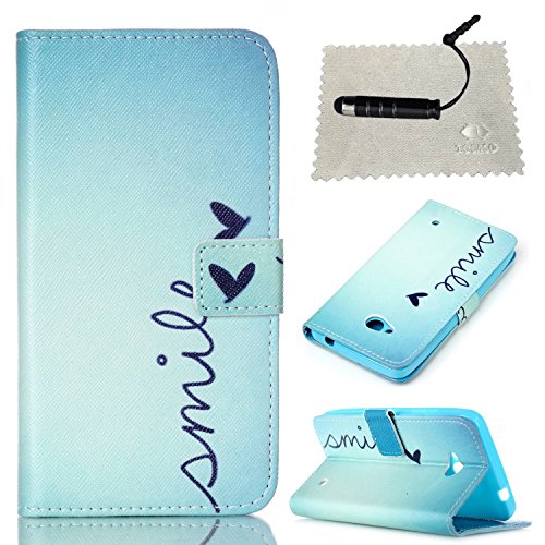 Microsoft Lumia 640 Case Leather,Microsoft Lumia 640 Case with Stand,Microsoft Lumia 640 Flip Case Retro,TOCASO Smile Blue Portable Carrying Protective Cases Covers Kickstand Premium Slim PU Leather Soft Case Folio Book Style Anti Scratch Bumper Shell Money Pocket ID/Credit Card Holder Slot Magnet Case with Stylus Pen and Cloths for Microsoft Lumia 640