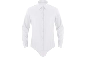 YiZYiF Camicia Body da Danza Latino Moderno Slim Fit Uomo Costumi da Ballo Bottoni di Base Dancewear Tango Samba Rumba Pratica Prestazione Competizione