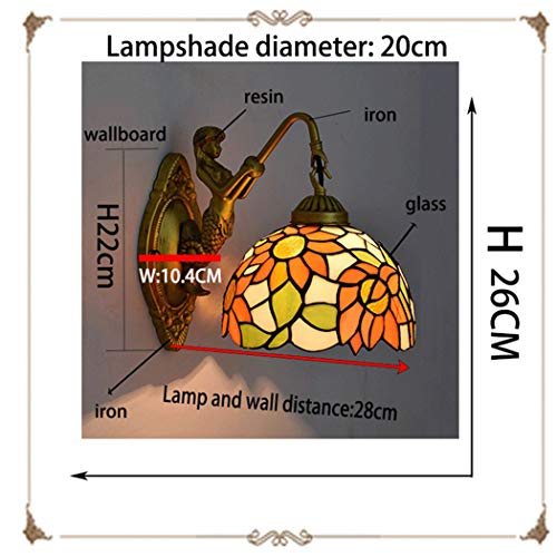 YJFFAN Europäische Retro-Pastorale Wand Lampe, Amerikanisches Land Bunt Glas Wandleuchten, Wohnzimmer Esszimmer Bar Gang-Halterung Lichter 8-Zoll 110V-240V