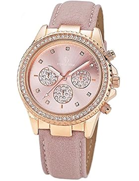 Crystal blue Damen-Armbanduhr Damenuhr Damen Uhren Cubic Zirkonia Chrono Look Armbanduhr Armband nude Damenuhren...