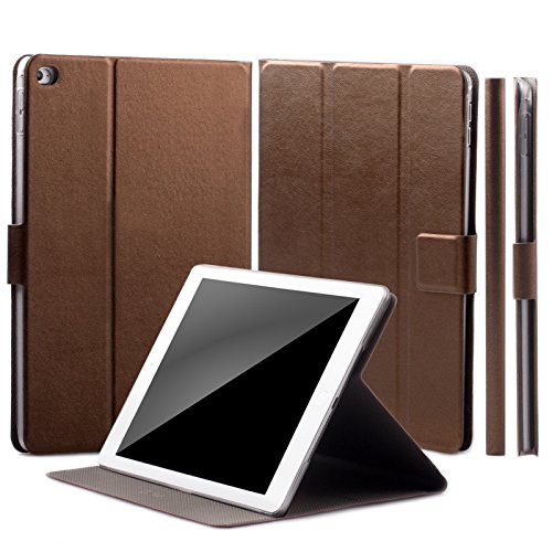 iCues Apple iPad Mini 4 Manzano Bolsa | 360 la función del Soporte del Perrito de Brown metálico | Soporte Prima Extra Ligero de Cuero Muy Fino - Libro bisagras Caja Funda Carcasa Bolsa Cover Case