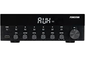 FONESTAR Amplificador Estéreo Bluetooth, USB/MP3, Radio FM, HiFi 15+15w RMS de Potencia As-1515