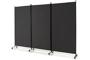 ‎GIANTEX GIANTEX Paravent Raumteiler innen auf Rollen Trennwand Sichtschutz 3 teilig 262x180 cm Raumtrenner klappbar Spanische Wand freistehend mit Breiten Füßen Stellwand aus Stoff Privatschutz