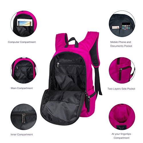 CARQI Leichtes, wasserdichtes, haltbares Reise-Wandern Rucksack Daypack Rosered