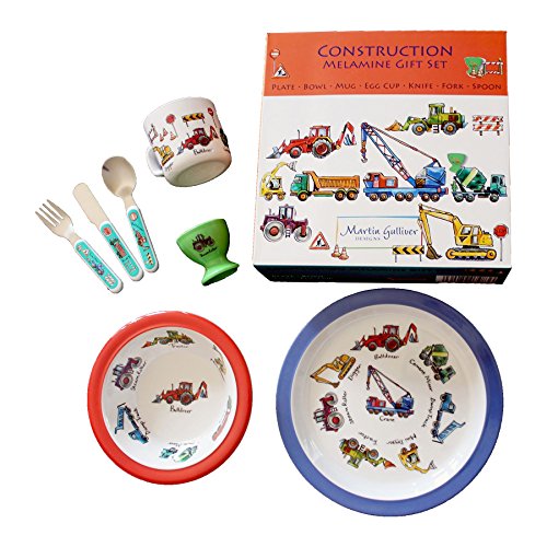 7 Piece Children's Melamine Gift Set - CONSTRUCTION