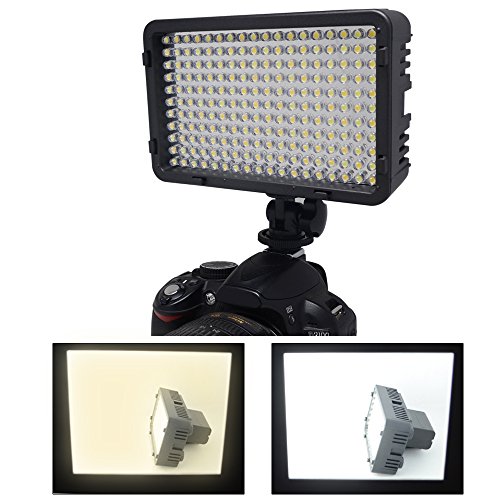 Mcoplus   LED-198B Bi-color LED Dimmable Ultra High Powered LED Studio Video Lighting With Metal Hot Shoe mount Color Temperature 3200K-7500K  for Canon  Nikon  Pentax  Panasonic SONY  Samsung and Olympus Digital SLR Cameras