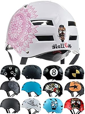 Skullcap® Casque BMX ? Casque Skate ? Casque Velo ?, Casque Longboard, Pink, Taille M, Mandala