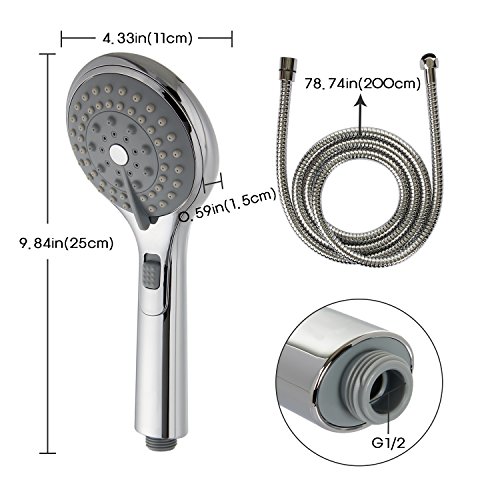 Lifewit Handbrause mit 2m Schlauch Duschkopf Duschbrause 10 Strahlarten 11cm Brausekopf Multifunktional Regenbrause Chrom - 4