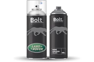 BOLT SPRAY PREMIUM PAINT Pack Spray Pintura Bicapa Para Land Rover Metalizado + Barniz 1K 400Ml Black Effect (HAF/961 EPSOM GREEN Effect)