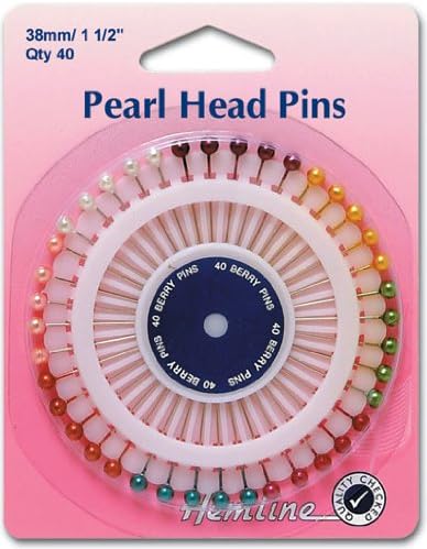 HemlinePearl Headed Pins, Assorted Colours, 38mm, rosette of 40