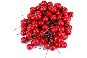 YOSOO 100 szt. sztuczna czerwona wiśnia Boże Narodzenie jagoda dekoracje Holly Berry wiszące ozdoby wakacje festiwal sztuczne owoce dekoracja DIY