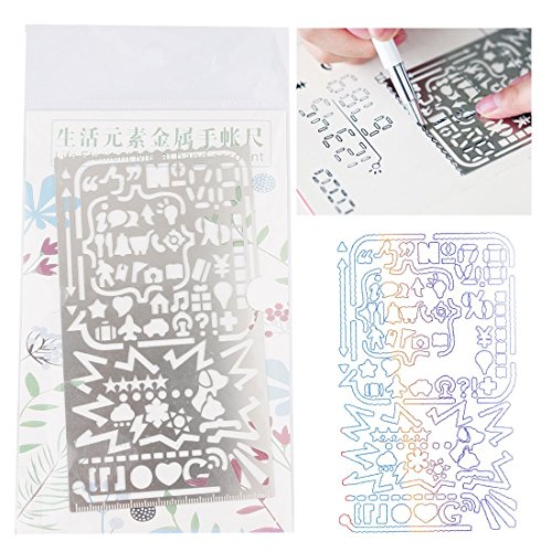 A-szcxtop Multifunktionale Zeichnungsvorlage Lineal, Malerei Graffiti, Creative Hand Zählen Grafiken Schablonen für Büro, Diary (3 PCS) - 3