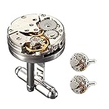 Cufflinks 1 Paar Weinlese Rund Uhr Bewegungs Maschinen Entwurfs Manschettenknöpfe für Mens
