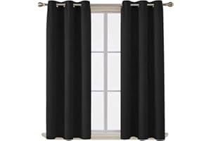 AR Ware Black Blackout Curtains - 2 Panels Drapes Eyelet Thermal Curtains for Living Room and Bedroom - Energy Saving - Soundproof lightweight curtains (66 x 54 inches)