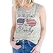 Produktbild VENMO Damen Weste Tank Top American Flag gedruckt ärmelloses Shirt T-Shirt Bluse Sommer Damen Spitze Patchwork Armelloses Crop Top Weste Tank Basic Shirt Oberteile Tunika Tanktop (Grau, M)
