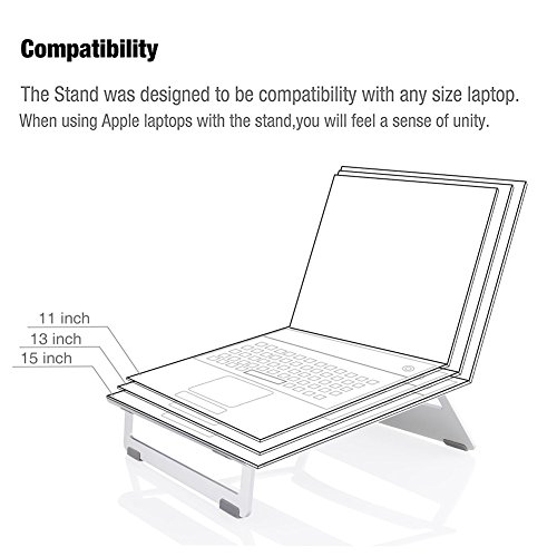Portable Laptopständer mit Handy Halterung, Hizek Aluminum Laptop Ständer und Handy Ständer Kühler Laptop Ständer Notebookstativ für Apple Macbook, Computer und Notebooks (Silber) - 5