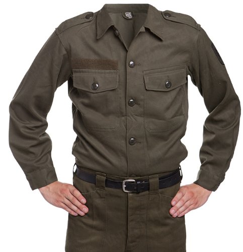 Camicia da uomo vintage dell'Esercito Austriaco, verde militare, Green, L