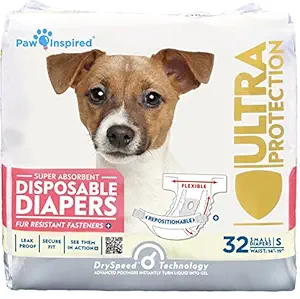 Paw Inspired 32Ct Ultra Protection Disposable Dog Diapers, Female, (Small)