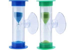 AIMEKE Klepsydra z przyssawką, 2 minuty, 3 minuty, kolorowa klepsydra piaskowa, timer, zestaw klepsydry dla dzieci, zegar do czyszczenia zębów, do kuchni, klasy, domu, zarządzanie czasem (niebieski +