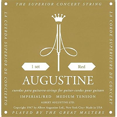 Augustine 650467 Imperial Red Label Jeu de Cordes pour Guitare classique tension forte/moyenne