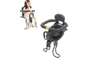 Armanyya Siège de vélo pour enfant, siège de sécurité réglable, support avant, capacité de charge 35 kg, hauteur de la pédale 21 cm, pour enfants âgés de 1 à 5 ans, noir