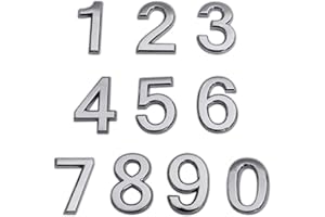 Belvanr Numero Civico Numeri di Cassette Postali 3D Numeri Adesivi Numero Civico Esterno Moderno Numero Civico Esterno Personalizzato Numeri di Indirizzo 0-9 Numeri Civici Autoadesivi 10 pezzi Argento