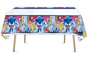 MADEOKOLTD Sonic The Hedgehog 2 Party Tableware Set Plates Banners Kids Birthday Supplies. (table cover)