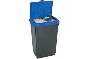 Chabrias Ltd Dry Winter Salt Storage Bin – Plastic Box Container with Blue Scoop & Lid – Weatherproof Grit, Rock Salt & De-Icer Storage (47 Litre)