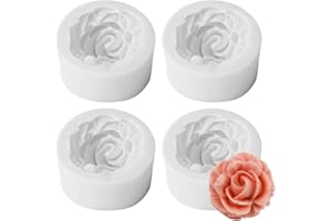 Paotxpum 4 PCS 3D roseFlower Silicone Mold, Flower Fondant Cake Baking Molds, Chocolate Candy Mold for Party Baby Shower Cake Decoratin Clay,Soap Crafting Projects 4pcs