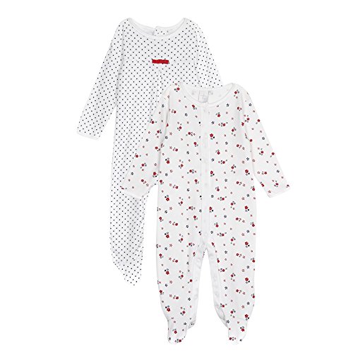 Designer Pack Of Two Babies White Spotty Sleepsuits 3-6 Months