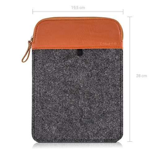 kwmobile Tablettasche Filz Sleeve für 9,7 – 10,1″ Tablet – Tablet Schutzhülle Tasche Case Hülle in Grau Braun Innenmaße: ca. 27 x 19,5 cm - 2