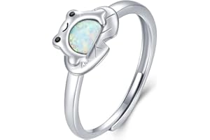 JFASHOP Anello rana donna 925 argento opale anello aperto regolabile anelli animali carini gioielli opale rana per ragazze bambini ragazzo
