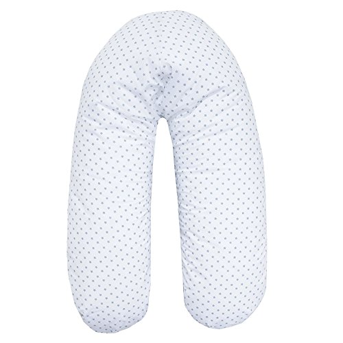 Candide Stillkissen Sterne Grau mit Stickerei – EPS Mikroperlen (schadstoffgeprüft) / Länge: 180 cm - 2
