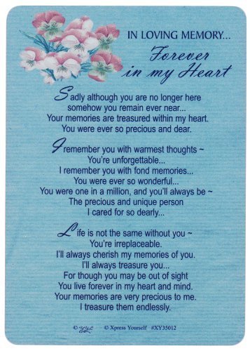 Memorial Graveside Card - In Loving Memory Forever in my Heart by Xpress Yourself With Words