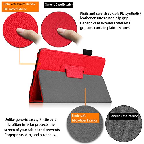 Fintie Huawei MediaPad T1 10 Hülle – Slim Fit Kunstleder (Folio) Schutzhülle Tasche Case Cover Standfunktion und Stylus-Halterung für Huawei MediaPad T1 10.0 LTE / WiFi (9,6 Zoll) Tablet-PC, Rot - 5