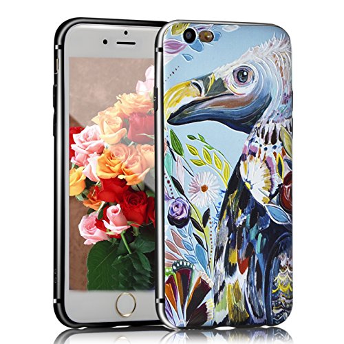 for iPhone 5 5S Case, for iPhone SE Cases, Sunroyal Ultra-Thin Slim-Fit TPU Silicone Gel Anti-Scratch Shock Proof Dust Proof Anti-Finger Print Clear Colourful Relief 3D Pattern Design Durable Scratch Resistant Rubber Protective Skin Shell Case Cover for iPhone 5 5S SE - Bird