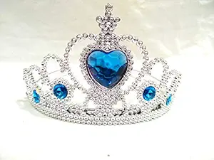 Moon *Exclusive Tiara Crown with Blue Stone for Women | Teenage| Girls #Actual Image (Silver)