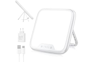 Daxing Luminoterapia 10000 LUX, SAD lamp, lámpara de terapia de luz, lámpara LED de diurna Con Función de Memoria, 4 Temporizadores, Regulación de luz sin escalones, Control Táctil y Soporte Plegable