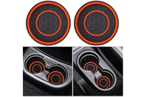 HUMMCQIT Car Cup Holder Coaster, 2.75 Inch Anti-Slip Shockproof Plastic Insulation Cup Mats Car Coasters Cup Holder Insert Universal Car Accessories Interior for Most Cars, SUV, Truck (Orange,2)
