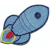 Rakete Jeansflicken Patch Aufbügler mittelblau