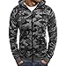Produktbild Swallowuk Kapuzenpullover Herren Langarmshirt Männer Camouflage Hoodie Sweatshirt Top Tee Outwear Bluse Lange Ärmel Reißverschluss Mit Kapuze Mantel Pullover (L, Grau)