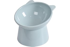 通用 Koomuao Gamelle Surélevée Chaton pour Nourriture/Eau, Bol Nourriture Chat Anti-Vomissements Inclinable à 15° Gamelle Animaux Antidérapant Bol Chat Bol Chien (Bleu)