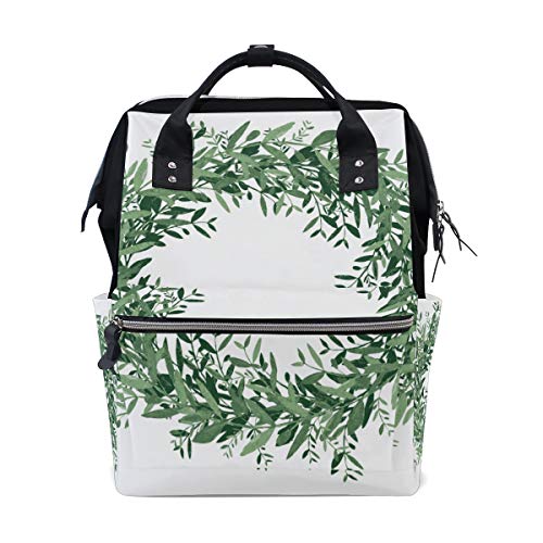 Preisvergleich Produktbild Grüner Olivenzweig Freundliche Große Kapazität Wickeltaschen Mama Rucksack Multi Funktionen Windel Wickeltasche Tote Handtasche Für Kinder Babypflege Reise Täglichen Frauen